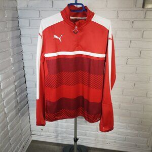 Puma Dry Cell Men's Size Large Red & White 1/4 Zip Closure Pullover